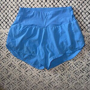 GYM Rainbow Women's High Waisted Running Shorts NWOT Size Small Blue